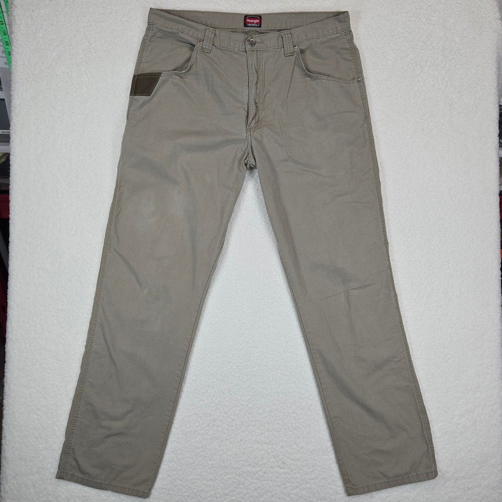 Wrangler Workwear Pants Mens 38x32 Khaki Tan Ripstop Utility Carpenter‎ Trousers